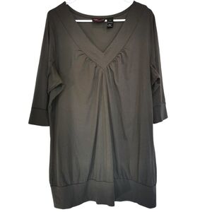 Torrid Soft Jersey V-Neck 3/4 Sleeve Dark Grey Tunic - Sz 2/2X